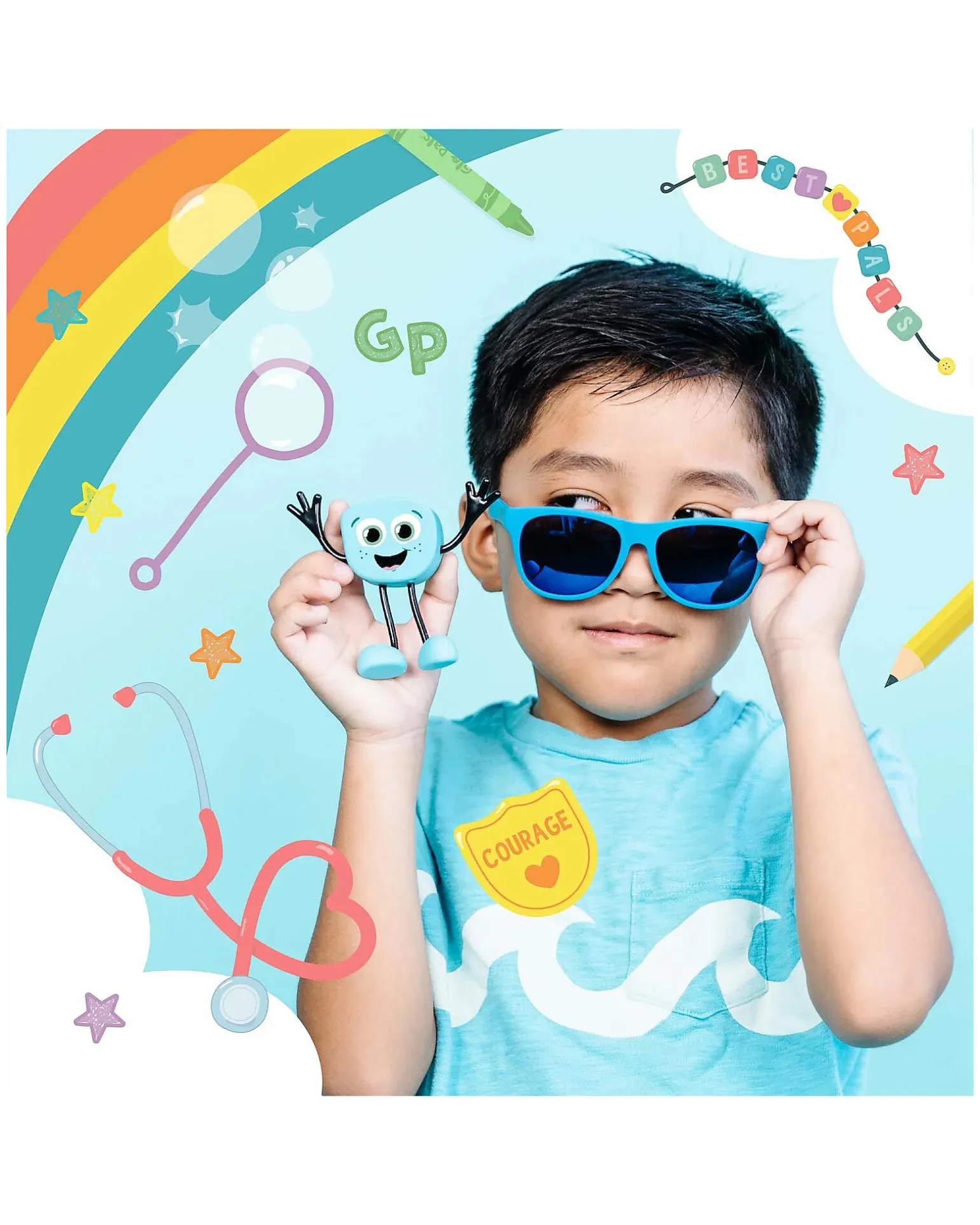 Set Personaggio Blair - con 2 Cubi Inclusi - Azzurro - Adatto da 3 anni - 100% Plastica Riciclata