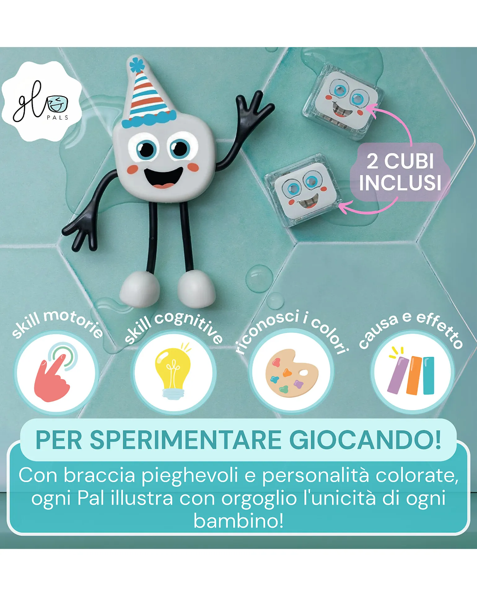 Set Personaggio Blair - con 2 Cubi Inclusi - Azzurro - Adatto da 3 anni - 100% Plastica Riciclata