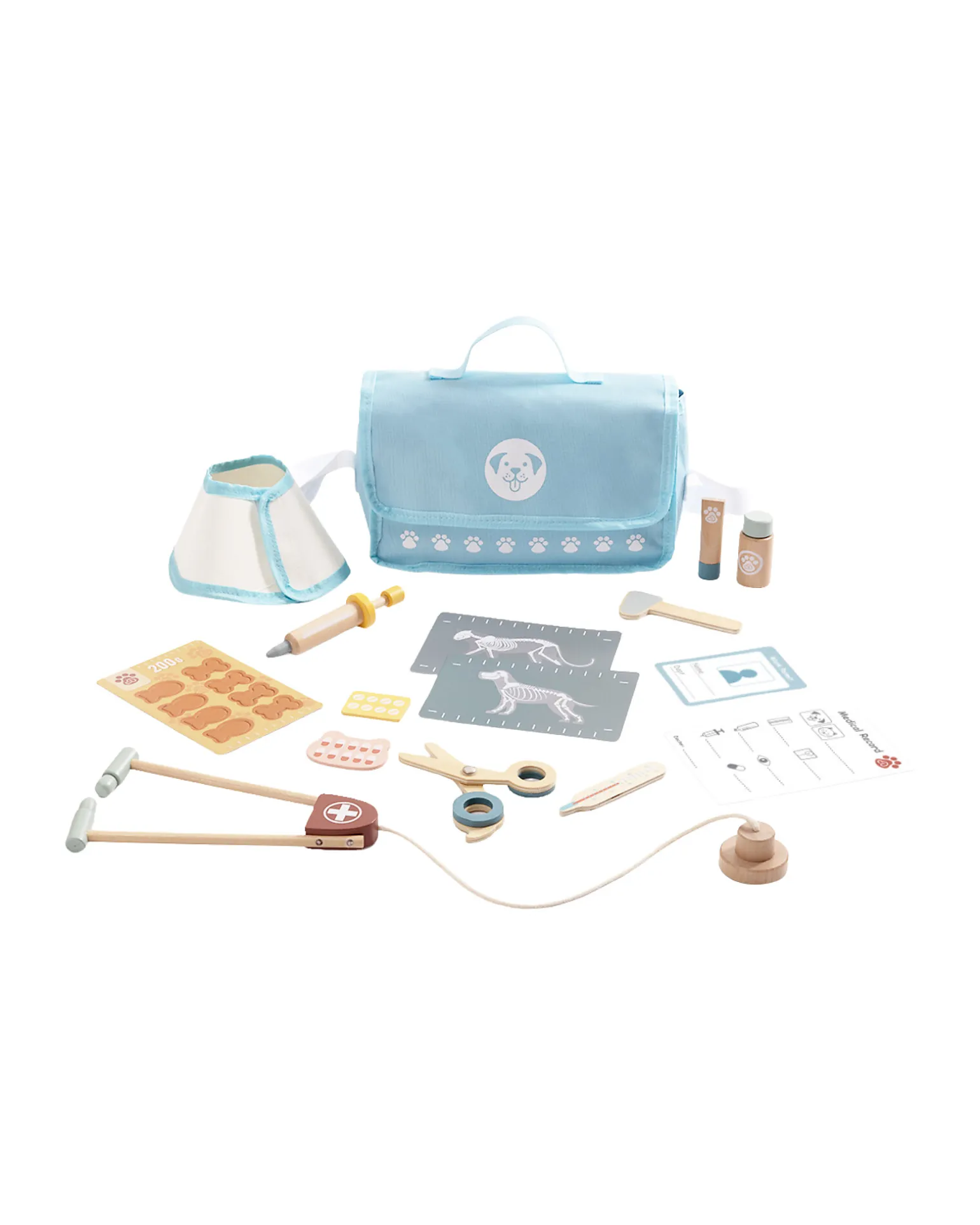 Set Piccolo Veterinario in Legno - 16 Pezzi - 24 x 18 x 9 cm - 3+ Anni