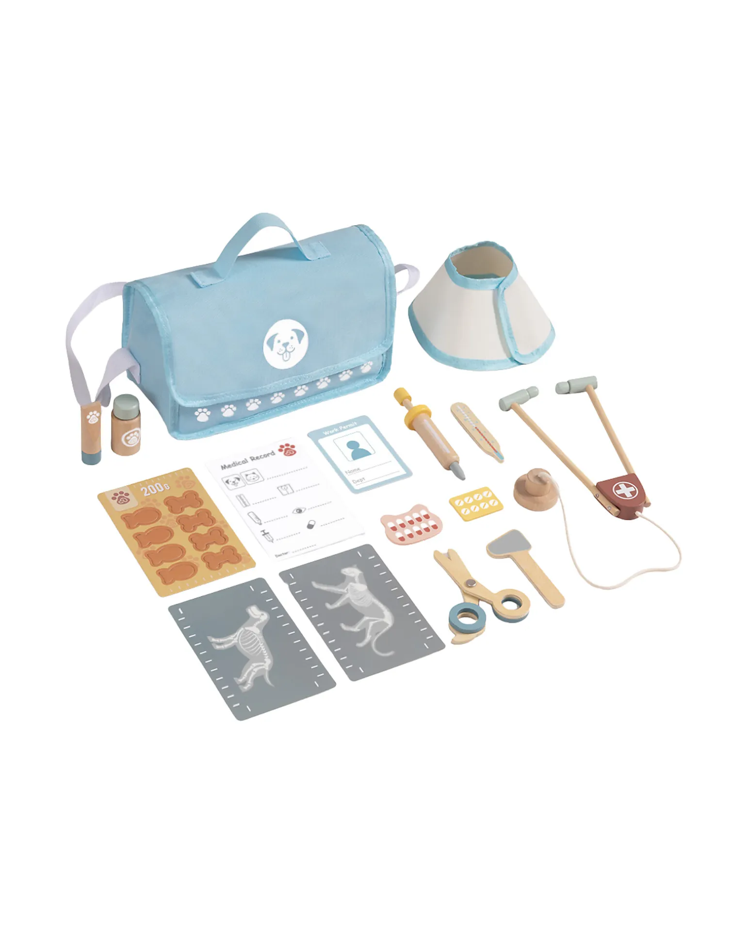 Set Piccolo Veterinario in Legno - 16 Pezzi - 24 x 18 x 9 cm - 3+ Anni