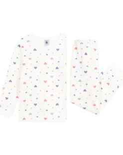 Set Pigiama in Ciniglia - Maglia/Pantalone - Cuori - Bianco - 100% Cotone