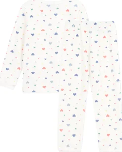 Set Pigiama in Ciniglia - Maglia/Pantalone - Cuori - Bianco - 100% Cotone