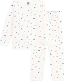 Set Pigiama in Ciniglia - Maglia/Pantalone - Cuori - Bianco - 100% Cotone