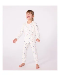 Set Pigiama in Ciniglia - Maglia/Pantalone - Cuori - Bianco - 100% Cotone