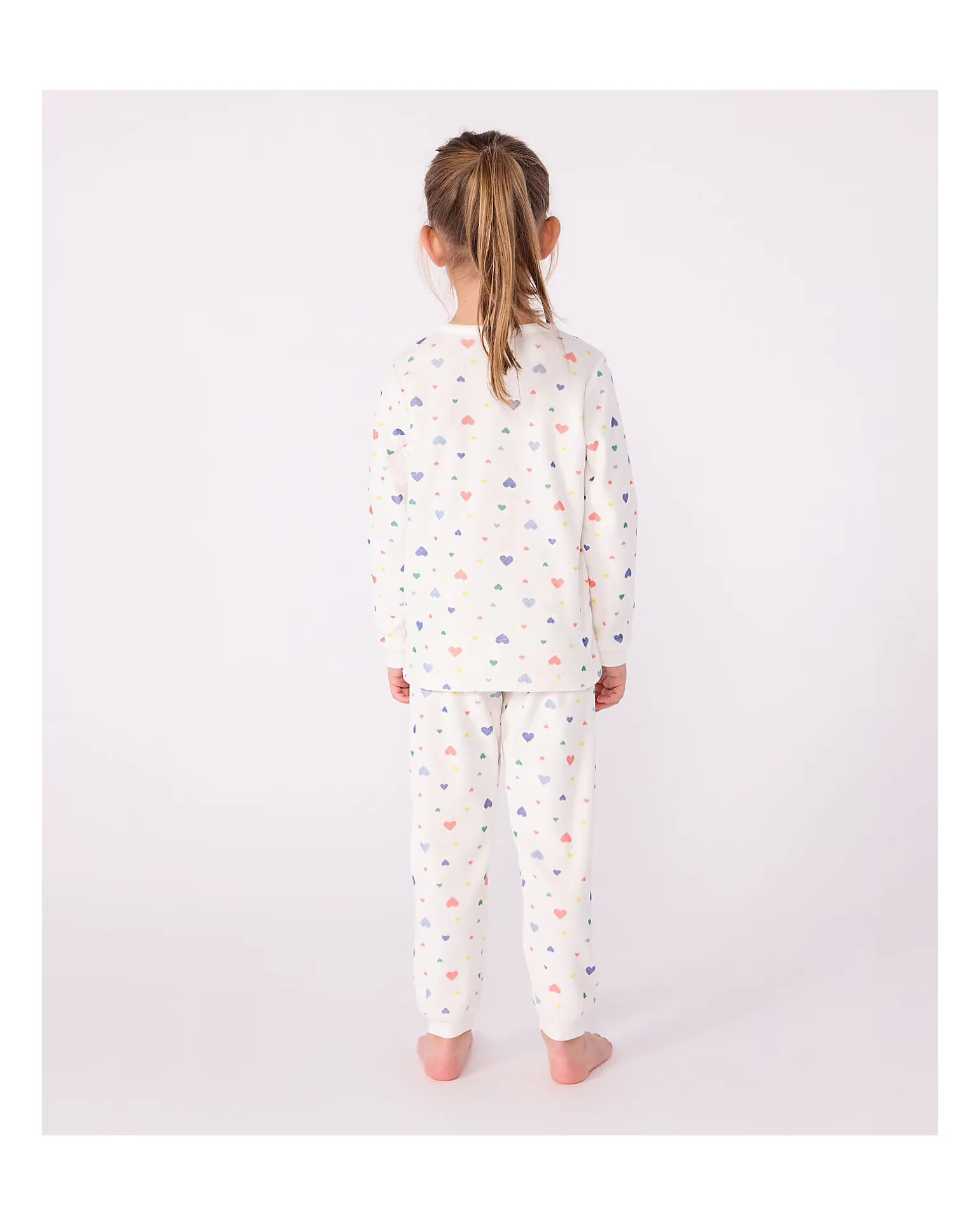 Set Pigiama in Ciniglia - Maglia/Pantalone - Cuori - Bianco - 100% Cotone