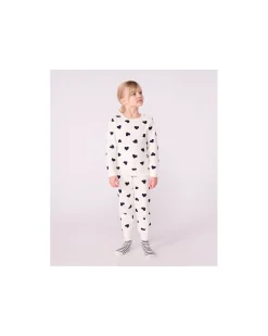 Set Pigiama in Spugna di Cotone - Maglia/Pantalone - Cuori Blu - Bianco