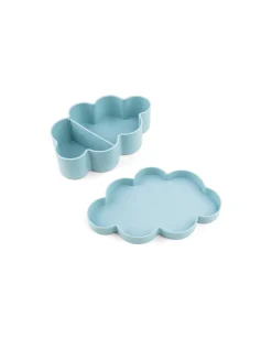 Set Porta Merenda Box Portapranzo e Cannuccia - Blu - Perfetto per Asilo e Gite Fuori Porta