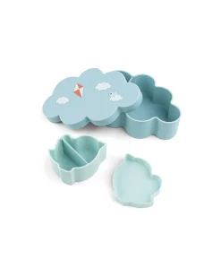 Set Porta Merenda Box Portapranzo e Cannuccia - Blu - Perfetto per Asilo e Gite Fuori Porta