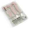 Set 3 Posate Anti-Scivolo - Forchetta, Cucchiaio e Coltello - Cipria - Silicone Alimentare e Acciaio inossidabile