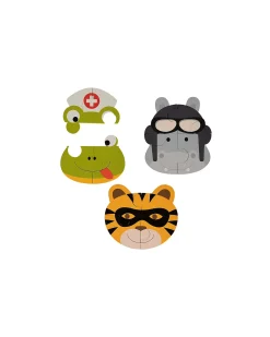 Set 3 Puzzle Adesivi Animali - Tigre Ippopotamo Rana - 3+ Anni