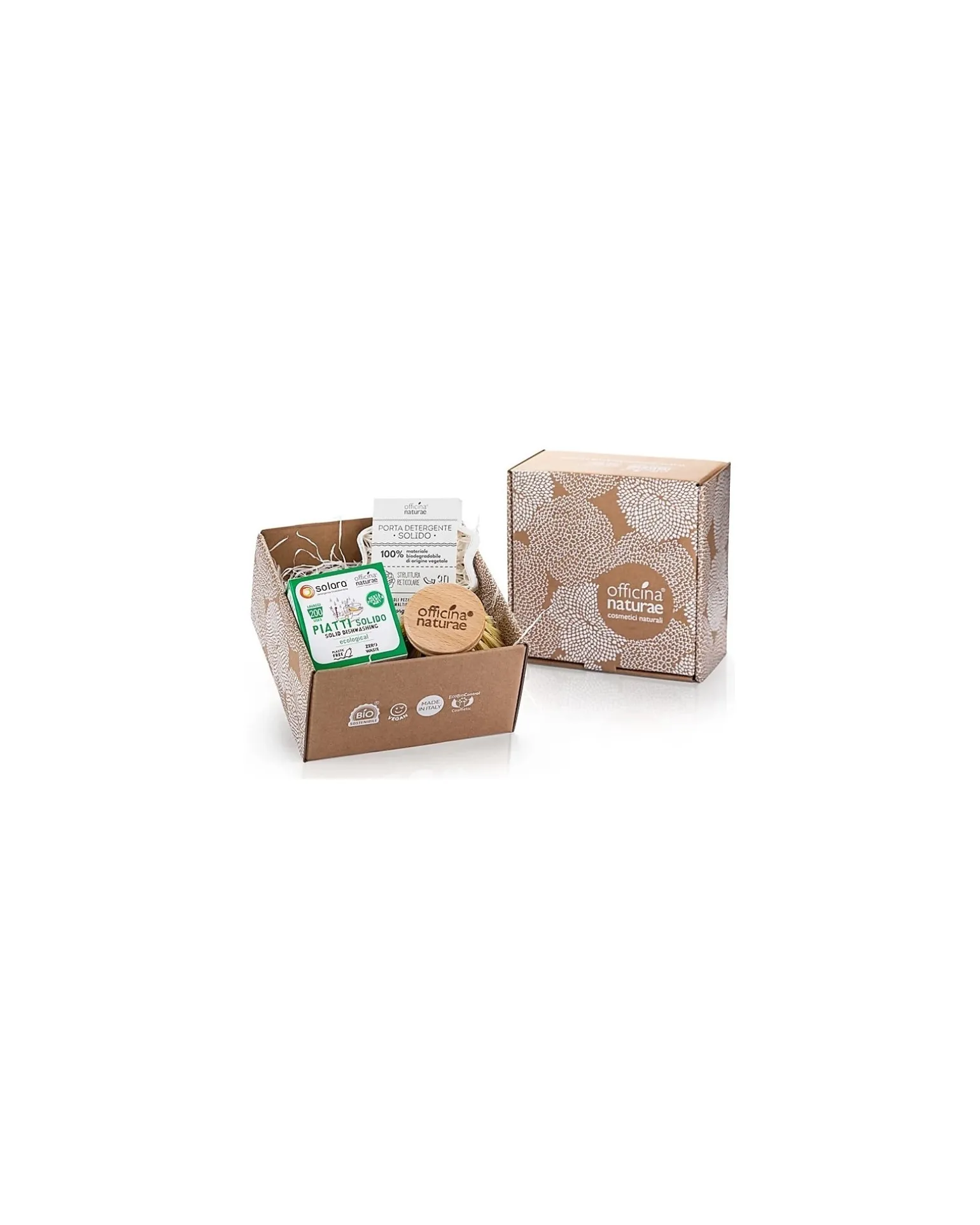 Set Regalo Piatti Menta Zero Rifiuti: Detersivo Solido - Spazzola per Piatti - Porta Solido