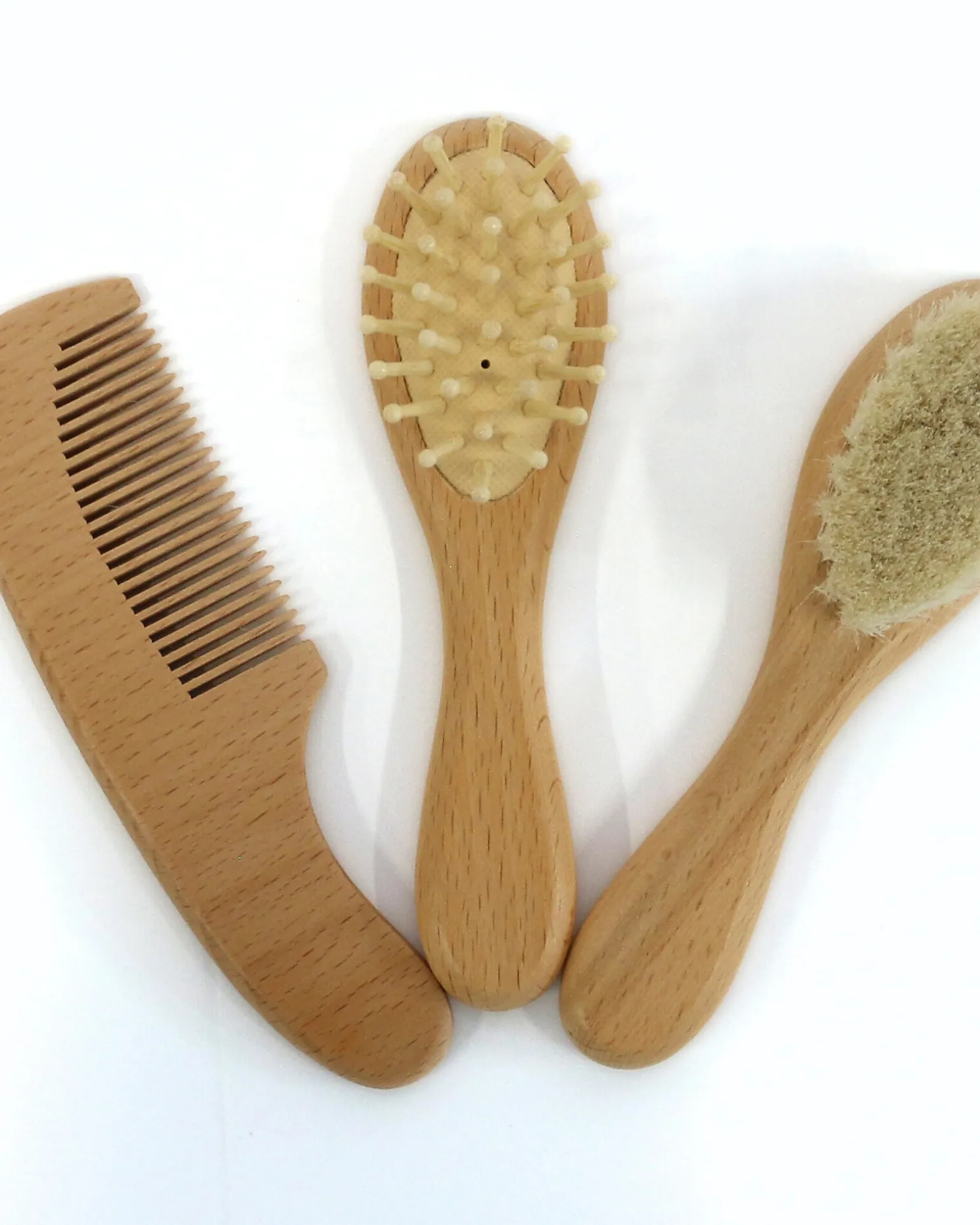 Set 3 Spazzole Bambino in Legno - Setole Morbide