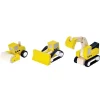 Set Veicoli da Costruzione in Legno: Escavatore, Rullo Compressore e Ruspa