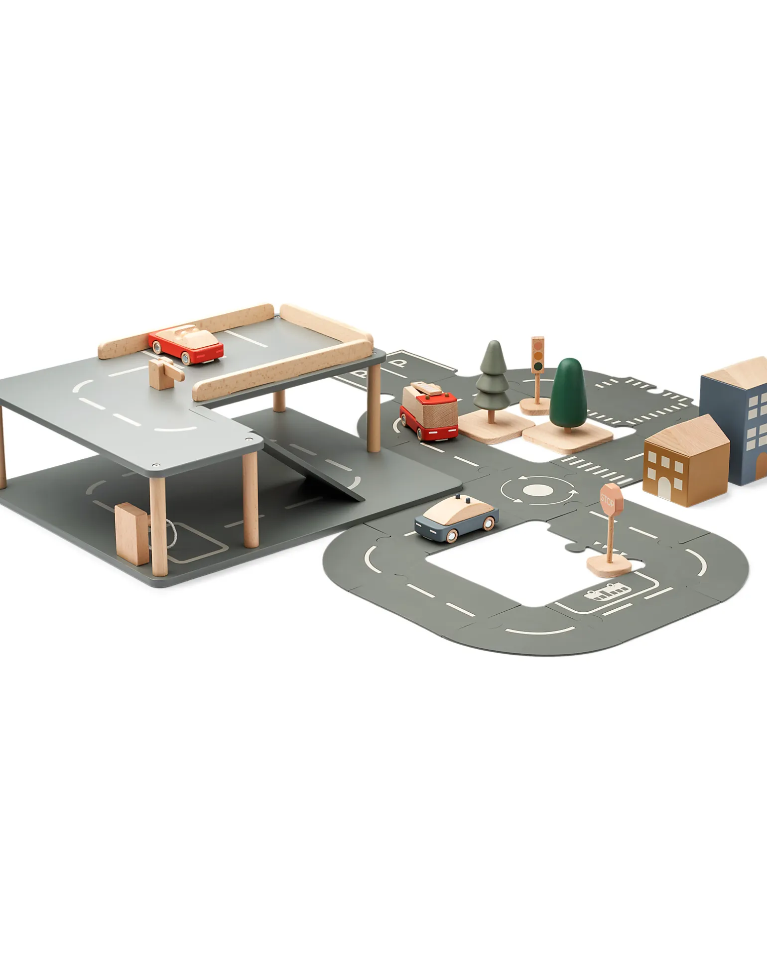 Set Village Road - Rosso Multi Mix - Legno di Faggio - 11 Pezzi