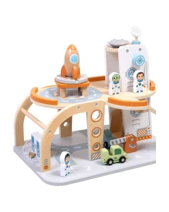 Stazione Spaziale in Legno - 39,5 x 29,5 x 29 cm - A Partire Dai 3 Anni - Comprende 14 Pezzi