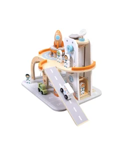 Stazione Spaziale in Legno - 39,5 x 29,5 x 29 cm - A Partire Dai 3 Anni - Comprende 14 Pezzi