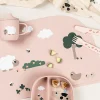 Stick&Stay Ciotola con Scomparti - Tiny Farm - Cipria- 100% Silicone Alimentare