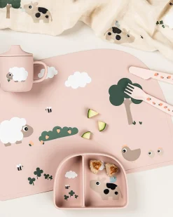 Stick&Stay Ciotola con Scomparti - Tiny Farm - Cipria- 100% Silicone Alimentare