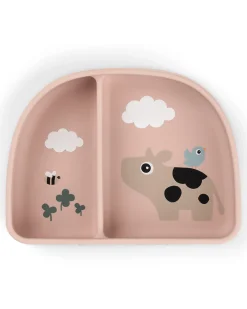 Stick&Stay Ciotola con Scomparti - Tiny Farm - Cipria- 100% Silicone Alimentare