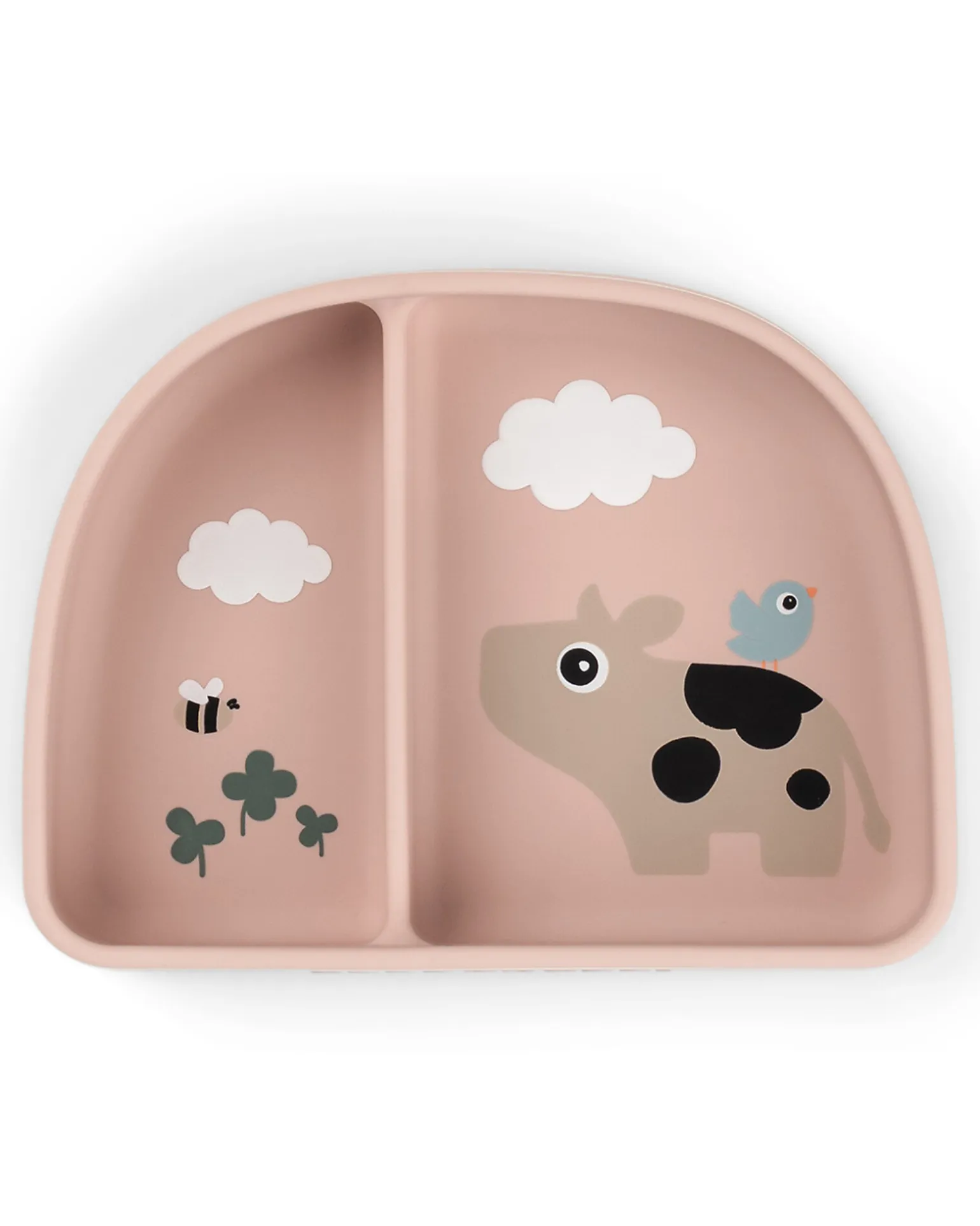 Stick&Stay Ciotola con Scomparti - Tiny Farm - Cipria- 100% Silicone Alimentare