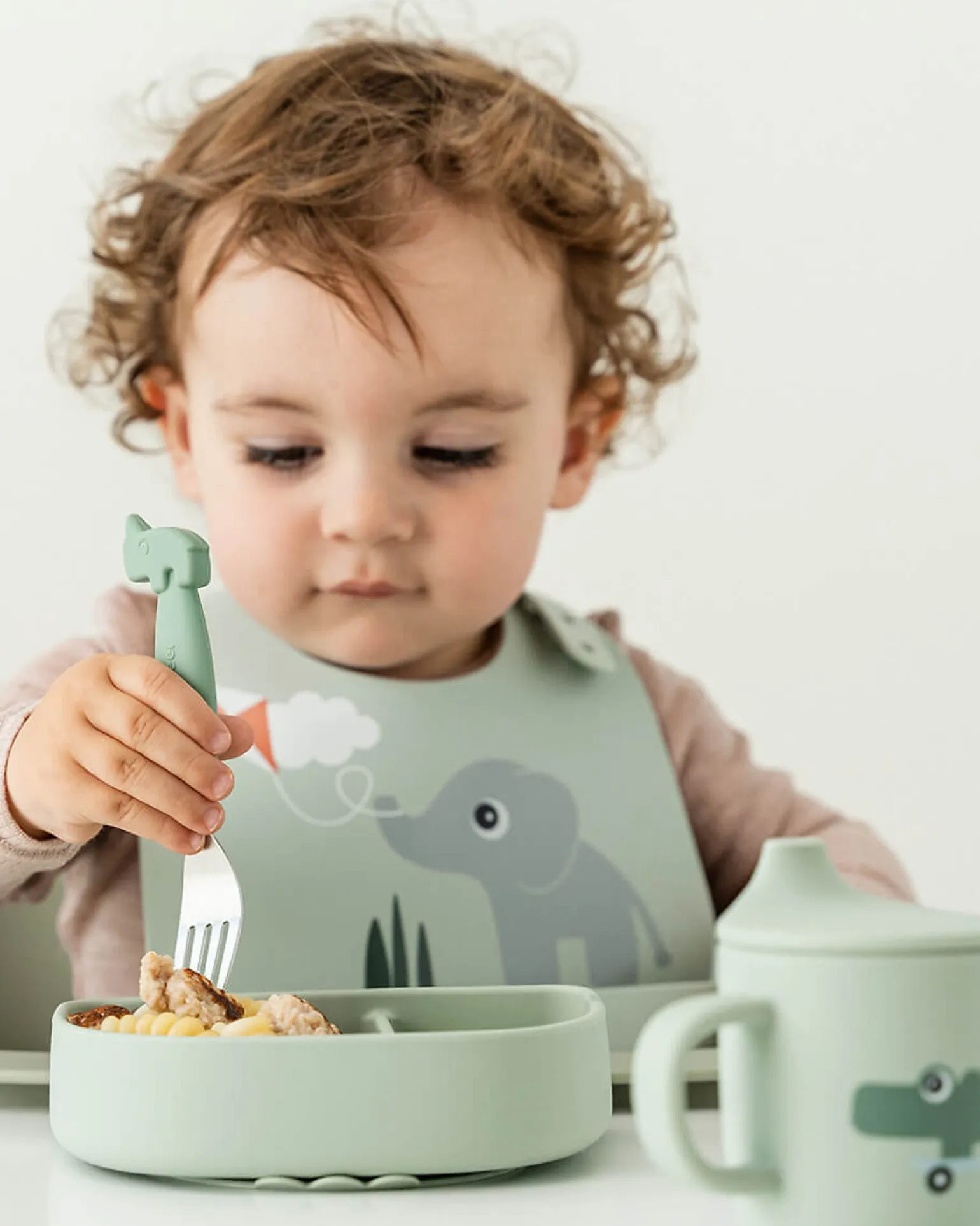 Stick&Stay Ciotola con Scomparti - Playground - Verde - 100% Silicone Alimentare