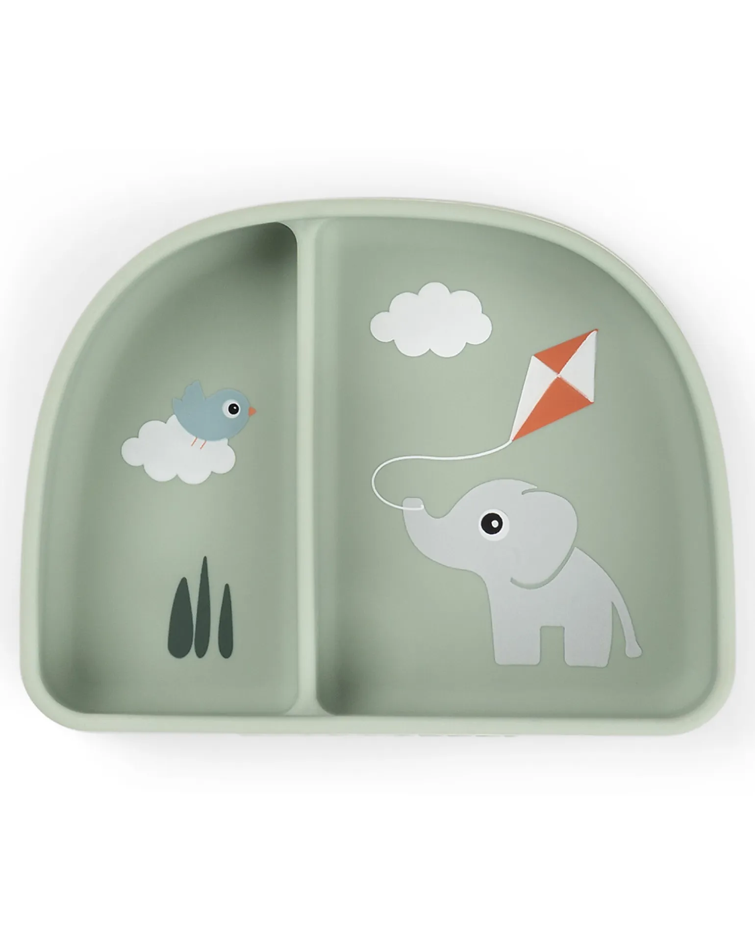Stick&Stay Ciotola con Scomparti - Playground - Verde - 100% Silicone Alimentare