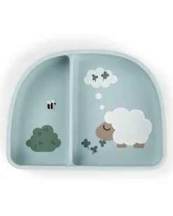 Stick&Stay Ciotola con Scomparti - Tiny Farm - Blu - 100% Silicone Alimentare