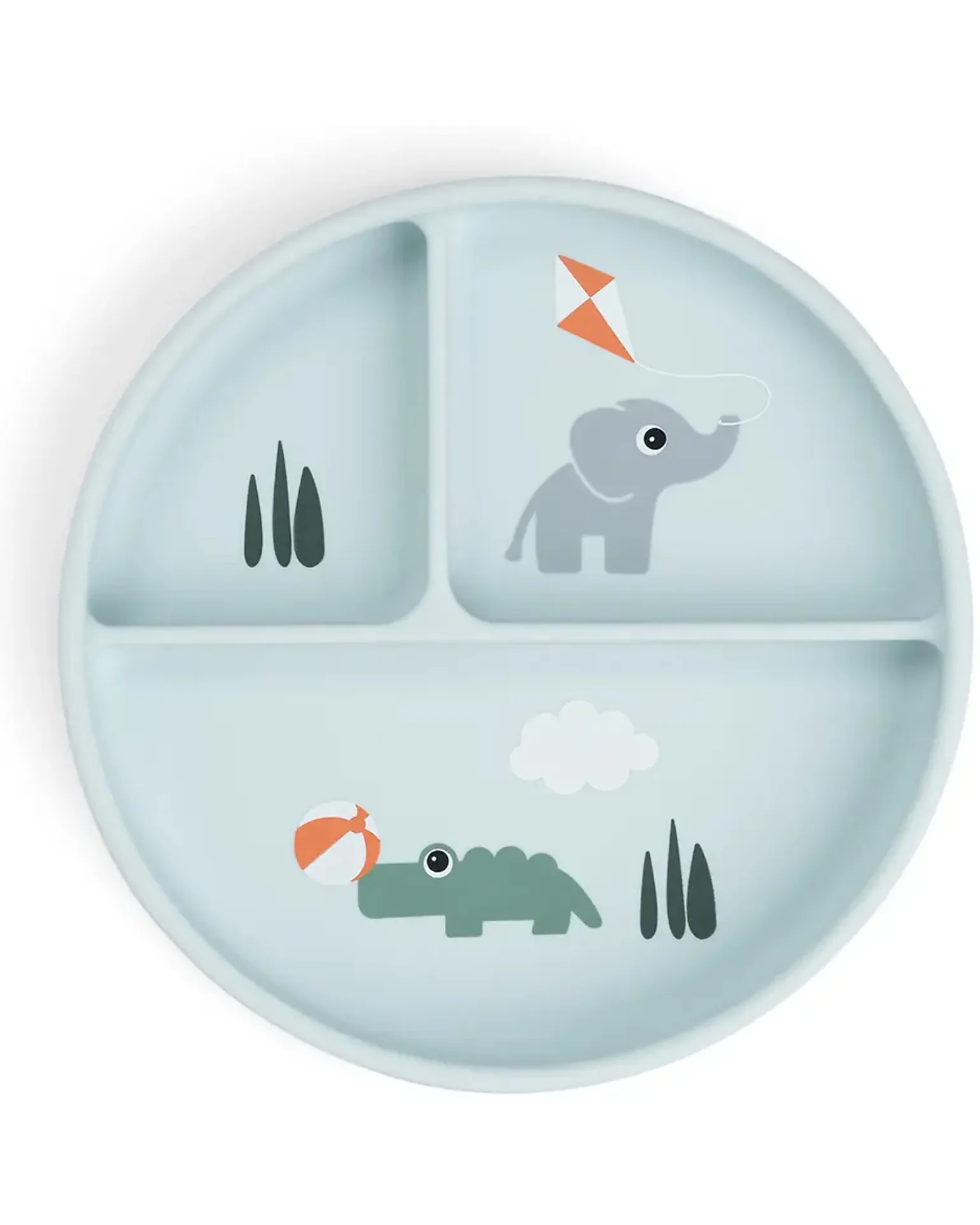Stick&Stay Piatto con Scomparti - Playground - Blu - 100% Silicone