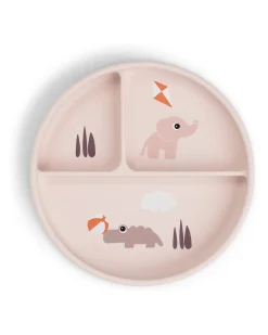 Stick&Stay Piatto con Scomparti - Playground - Cipria - 100% Silicone