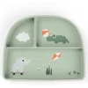 Stick&Stay Piatto con Scomparti - Playground - Verde - 100% Silicone Alimentare