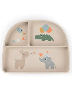 Stick&Stay Piatto con Scomparti - Celebration - Sabbia - 100% Silicone Alimentare
