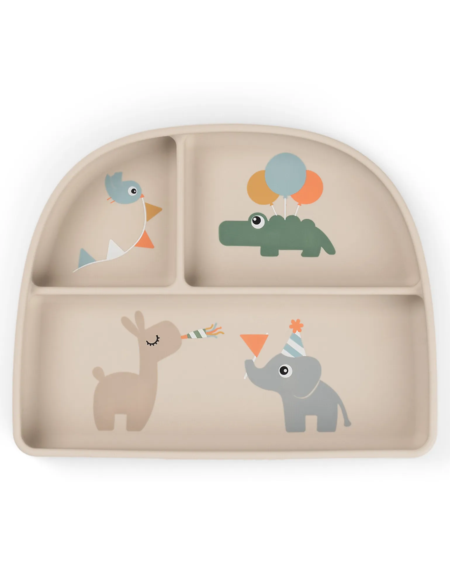 Stick&Stay Piatto con Scomparti - Celebration - Sabbia - 100% Silicone Alimentare