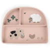 Stick&Stay Piatto con Scomparti - Tiny Farm - Cipria - 100% Silicone Alimentare