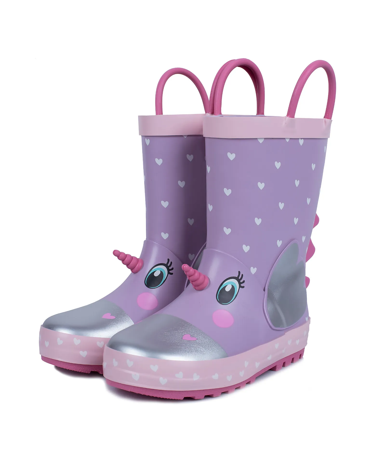 Stivali da Pioggia in Gomma - Foderati in Cotone - Unicorno Cuori