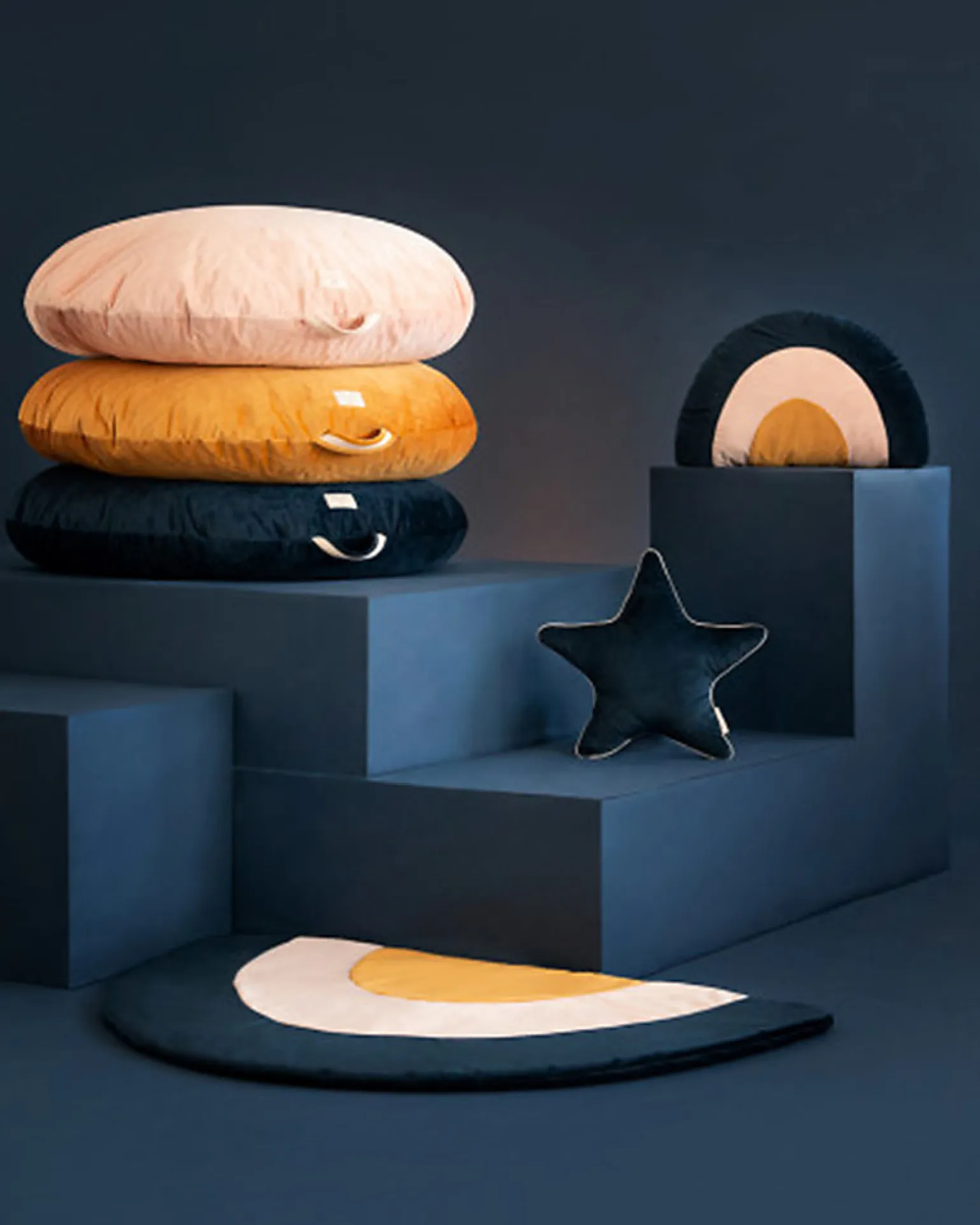 Tappeto Giocoin Velluto - Arcobaleno Blu Notte - 105x70 cm