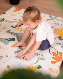 Tappeto Gioco Pieghevole Montessori 2 in 1 Reversibile e Morbido - Dino Friends - 180x150cm - dalla Nascita