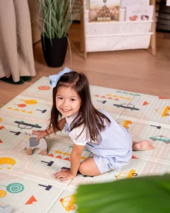Tappeto Gioco Pieghevole Montessori 2 in 1 Reversibile e Morbido - Dino Friends - 180x150cm - dalla Nascita