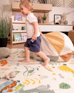 Tappeto Gioco Pieghevole Montessori 2 in 1 Reversibile e Morbido - Dino Friends - 180x150cm - dalla Nascita