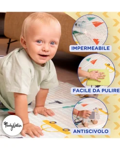 Tappeto Gioco Pieghevole Montessori 2 in 1 Reversibile e Morbido - Dino Friends - 180x150cm - dalla Nascita