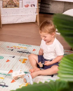 Tappeto Gioco Pieghevole Montessori 2 in 1 Reversibile e Morbido - Dino Friends - 180x150cm - dalla Nascita