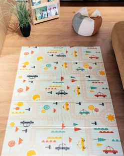 Tappeto Gioco Pieghevole Montessori 2 in 1 Reversibile e Morbido - Dino Friends - 180x150cm - dalla Nascita