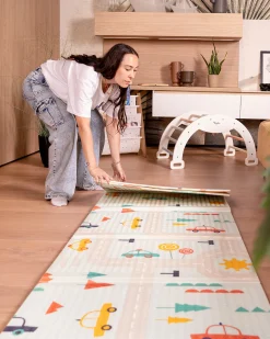 Tappeto Gioco Pieghevole Montessori 2 in 1 Reversibile e Morbido - Dino Friends - 180x150cm - dalla Nascita