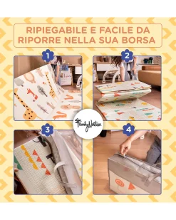 Tappeto Gioco Pieghevole Montessori 2 in 1 Reversibile e Morbido - Animal Friends - 180x150cm - dalla Nascita