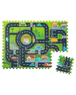 Tappeto Gioco Puzzle Montessori - City - 12 Pezzi - Morbido e Sicuro dalla Nascita - 117,5x88,5 cm - dalla Nascita