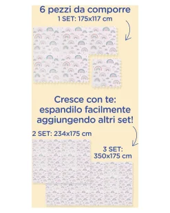 Tappeto Gioco Puzzle Montessori - Rainbow - 6 Pezzi - Morbido e Sicuro dalla Nascita - 175x117cm - dalla Nascita