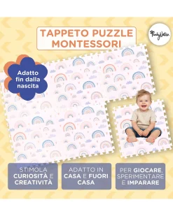 Tappeto Gioco Puzzle Montessori - Rainbow - 6 Pezzi - Morbido e Sicuro dalla Nascita - 175x117cm - dalla Nascita