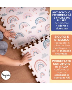 Tappeto Gioco Puzzle Montessori - Rainbow - 6 Pezzi - Morbido e Sicuro dalla Nascita - 175x117cm - dalla Nascita