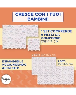 Tappeto Gioco Puzzle Montessori - Rainbow - 6 Pezzi - Morbido e Sicuro dalla Nascita - 175x117cm - dalla Nascita