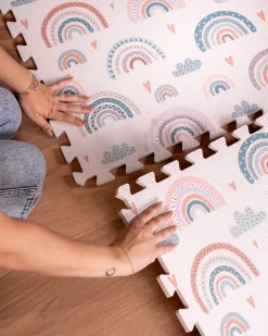 Tappeto Gioco Puzzle Montessori - Rainbow - 6 Pezzi - Morbido e Sicuro dalla Nascita - 175x117cm - dalla Nascita
