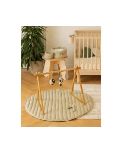 Tappeto Gioco Reversibile - Leaf - Verde Oliva - Cotone Organico GOTS - Bamboo Collection - Diametro 100 cm